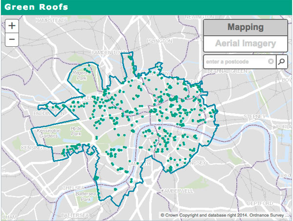 GLA Central London Green Roof Map