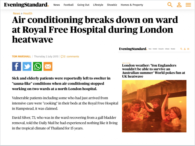 Urban heat island effect - hospital closure